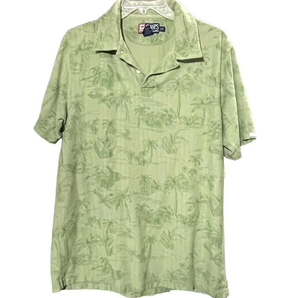 Vintage Chaps Ralph Lauren Men's Shirt Polo Short Sleeve Rare Island Green Large